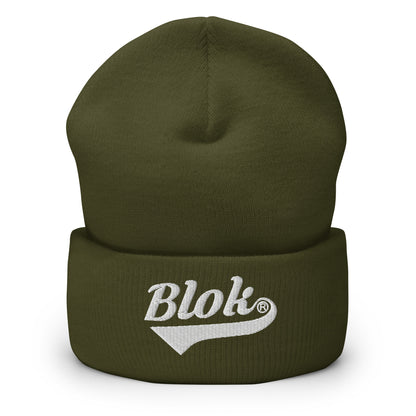 Blok Classic Logo - White Embroidery - Cuffed Premium Beanie