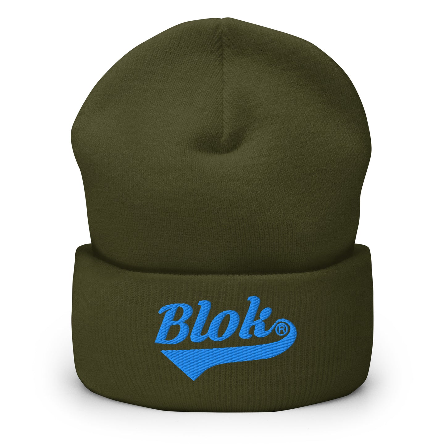 Blok Classic Logo - Light Blue Embroidery - Cuffed Premium Beanie