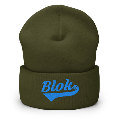 Blok Classic Logo - Light Blue Embroidery - Cuffed Premium Beanie
