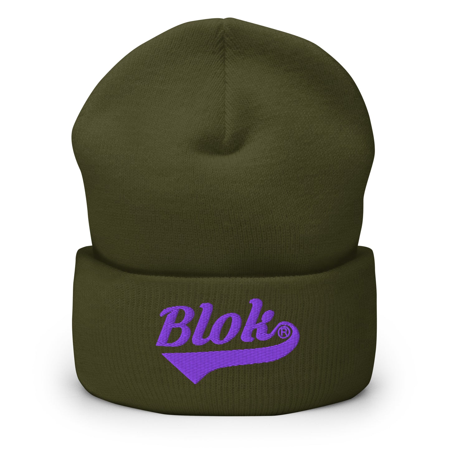 Blok Classic Logo - Purple Embroidery - Cuffed Premium Beanie