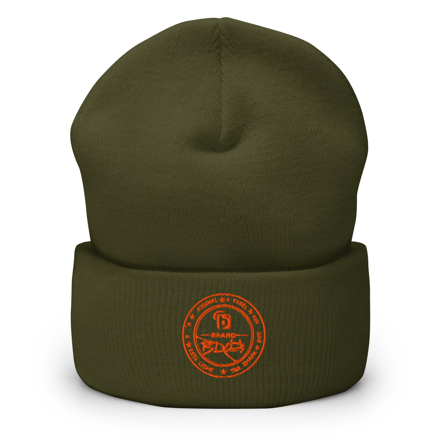 BLOK Apparel Stamp - Unisex Orange Embroidered Cuffed Beanie