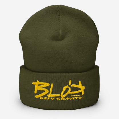 BLOK Defy Gravity - Unisex Yellow Embroidered Cuffed Beanie