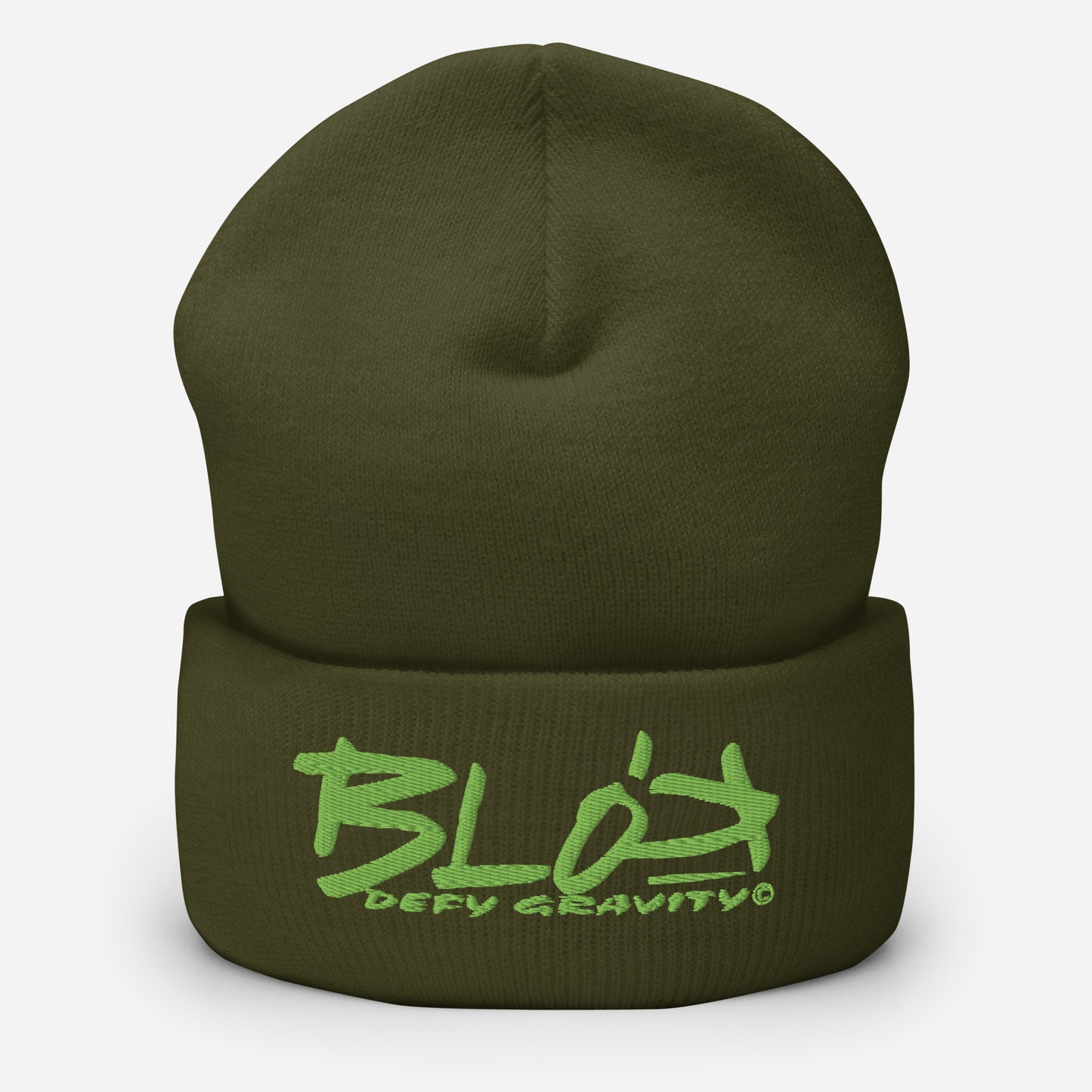 BLOK Defy Gravity - Unisex Sage Green Embroidered Cuffed Beanie