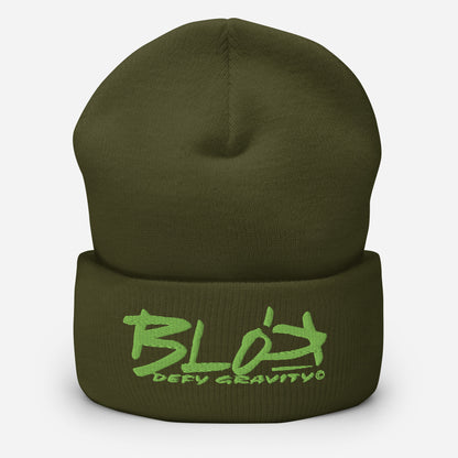 BLOK Defy Gravity - Unisex Sage Green Embroidered Cuffed Beanie