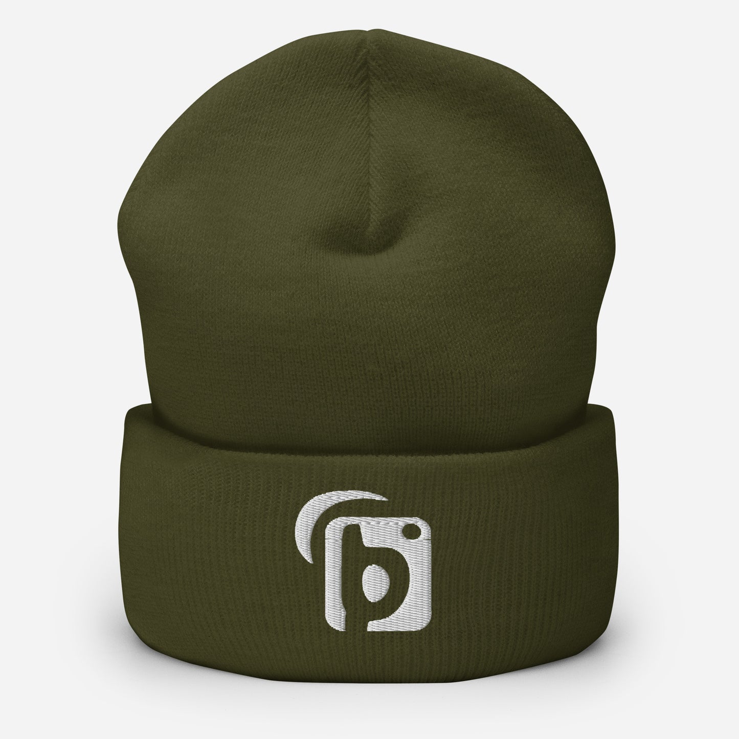 BLOK Original Logo - Unisex White Embroidered Cuffed Beanie