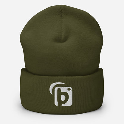 BLOK Original Logo - Unisex White Embroidered Cuffed Beanie