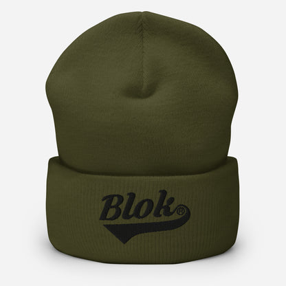 BLOK Classic Logo - Unisex Black Embroidered Cuffed Beanie