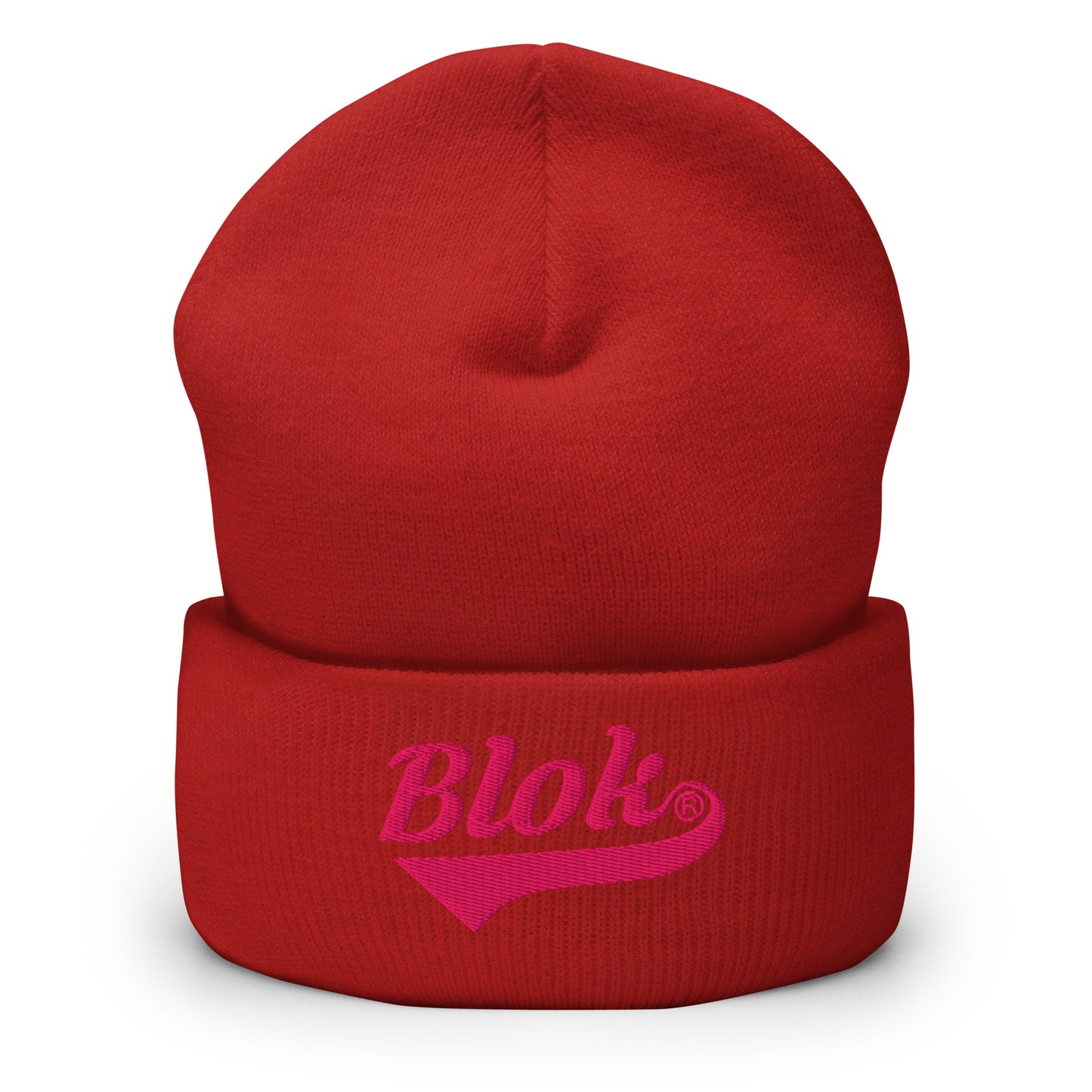 Blok Classic Logo - Dark Pink Embroidery - Cuffed Premium Beanie