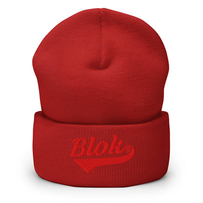 Blok Classic Logo - Red Embroidery - Cuffed Premium Beanie