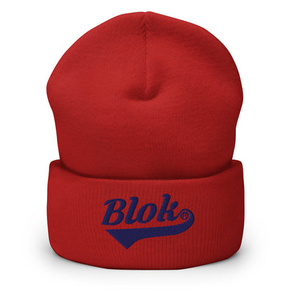 Blok Classic Logo - Dark Blue Embroidery - Cuffed Premium Beanie
