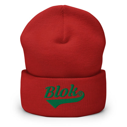 Blok Classic Logo - Dark Green Embroidery - Cuffed Premium Beanie