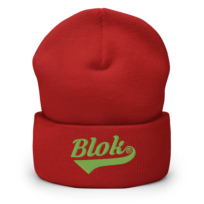 Blok Classic Logo - Light Green Embroidery - Cuffed Premium Beanie