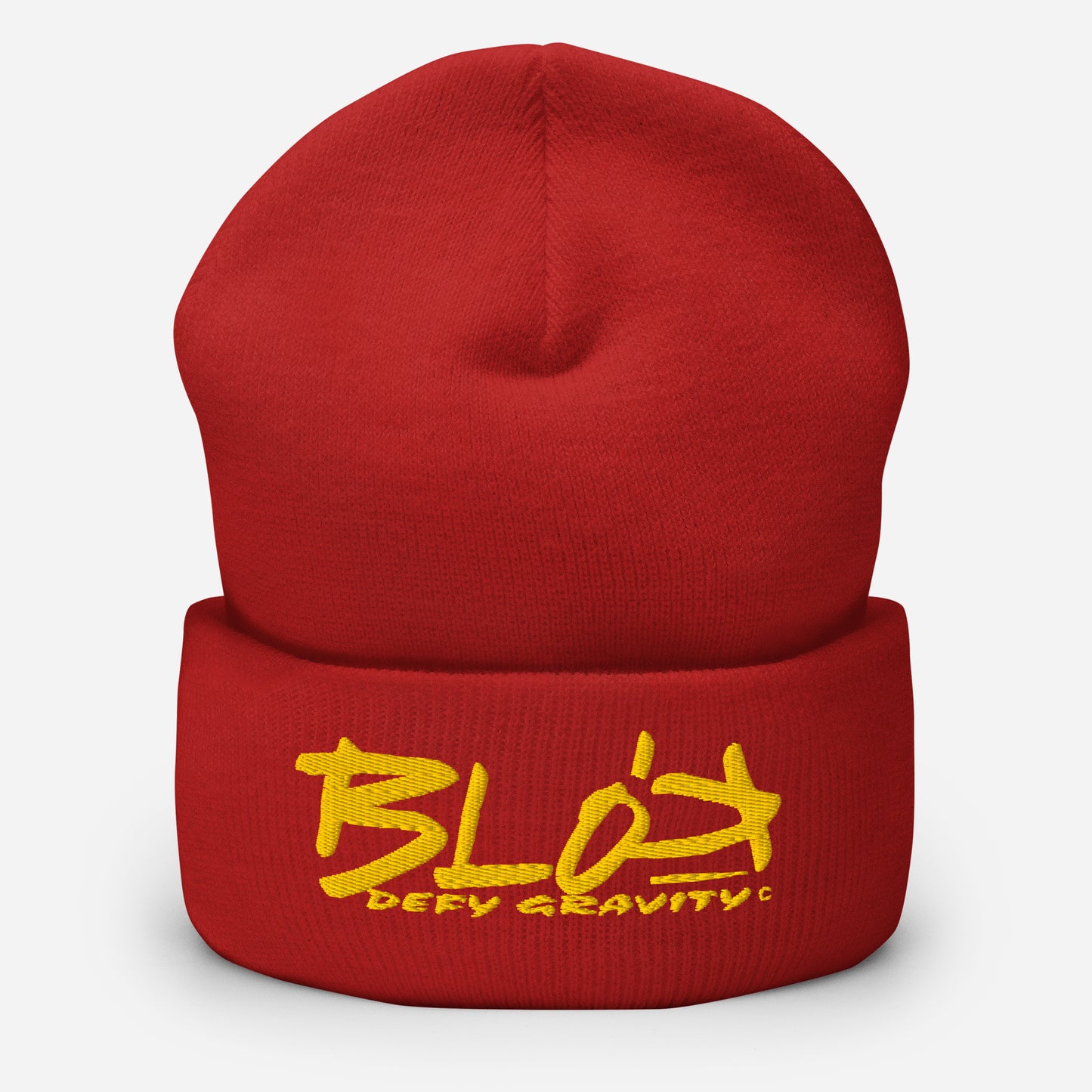 BLOK Defy Gravity - Unisex Yellow Embroidered Cuffed Beanie