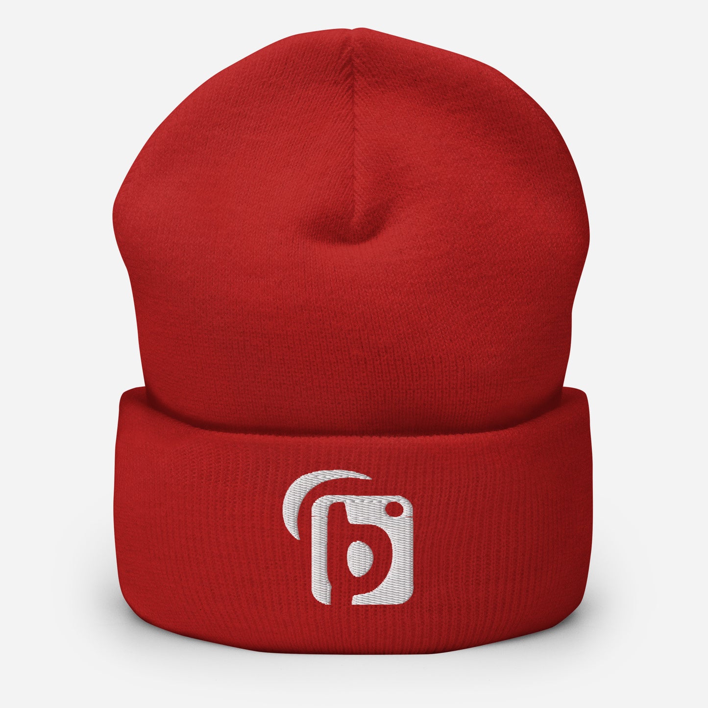 BLOK Original Logo - Unisex White Embroidered Cuffed Beanie