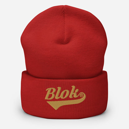 BLOK Classic Logo - Unisex Gold Embroidered Cuffed Beanie