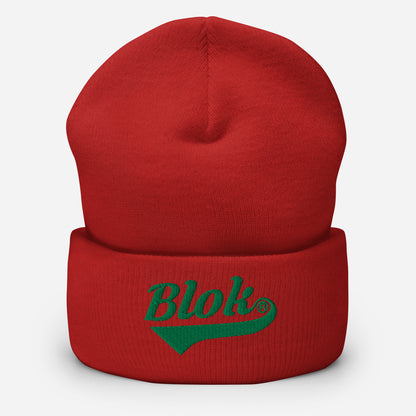 BLOK Classic Logo - Dark Green Embroidered Cuffed Beanie