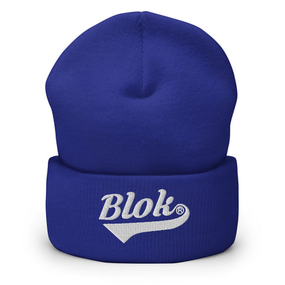 Blok Classic Logo - White Embroidery - Cuffed Premium Beanie