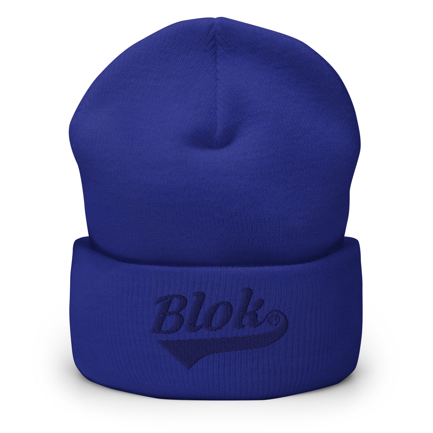 Blok Classic Logo - Dark Blue Embroidery - Cuffed Premium Beanie