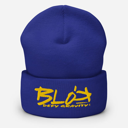 BLOK Defy Gravity - Unisex Yellow Embroidered Cuffed Beanie