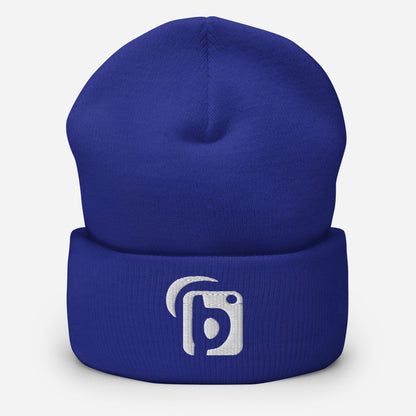 BLOK Original Logo - Unisex White Embroidered Cuffed Beanie