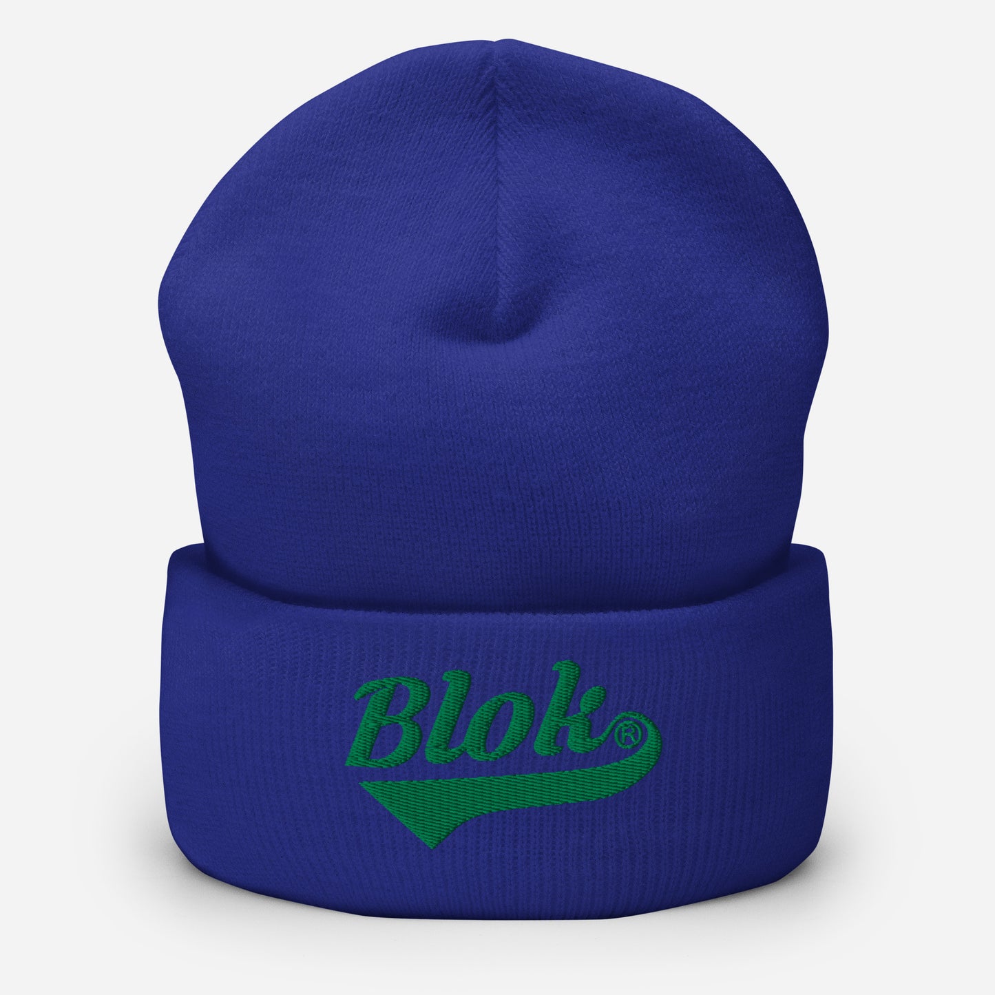 BLOK Classic Logo - Dark Green Embroidered Cuffed Beanie