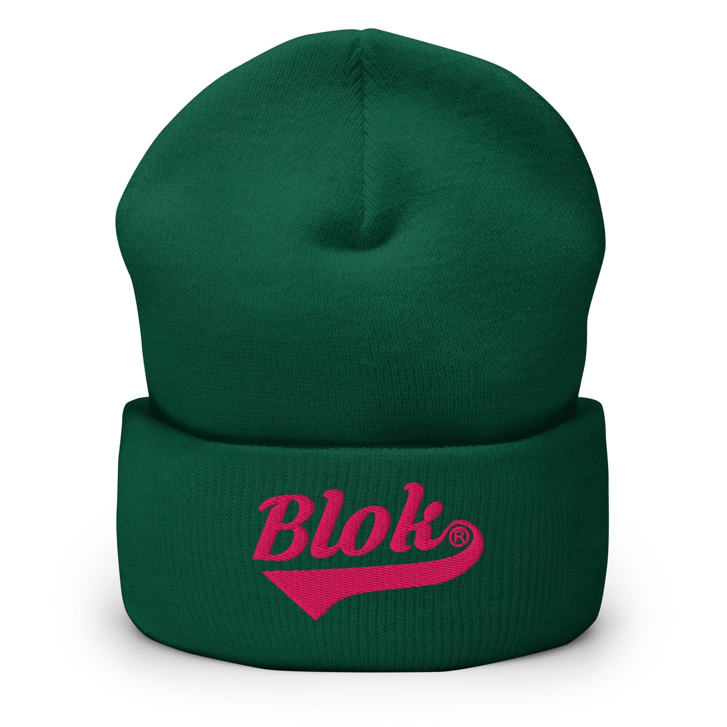 Blok Classic Logo - Dark Pink Embroidery - Cuffed Premium Beanie
