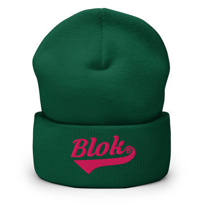 Blok Classic Logo - Dark Pink Embroidery - Cuffed Premium Beanie