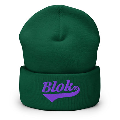 Blok Classic Logo - Purple Embroidery - Cuffed Premium Beanie