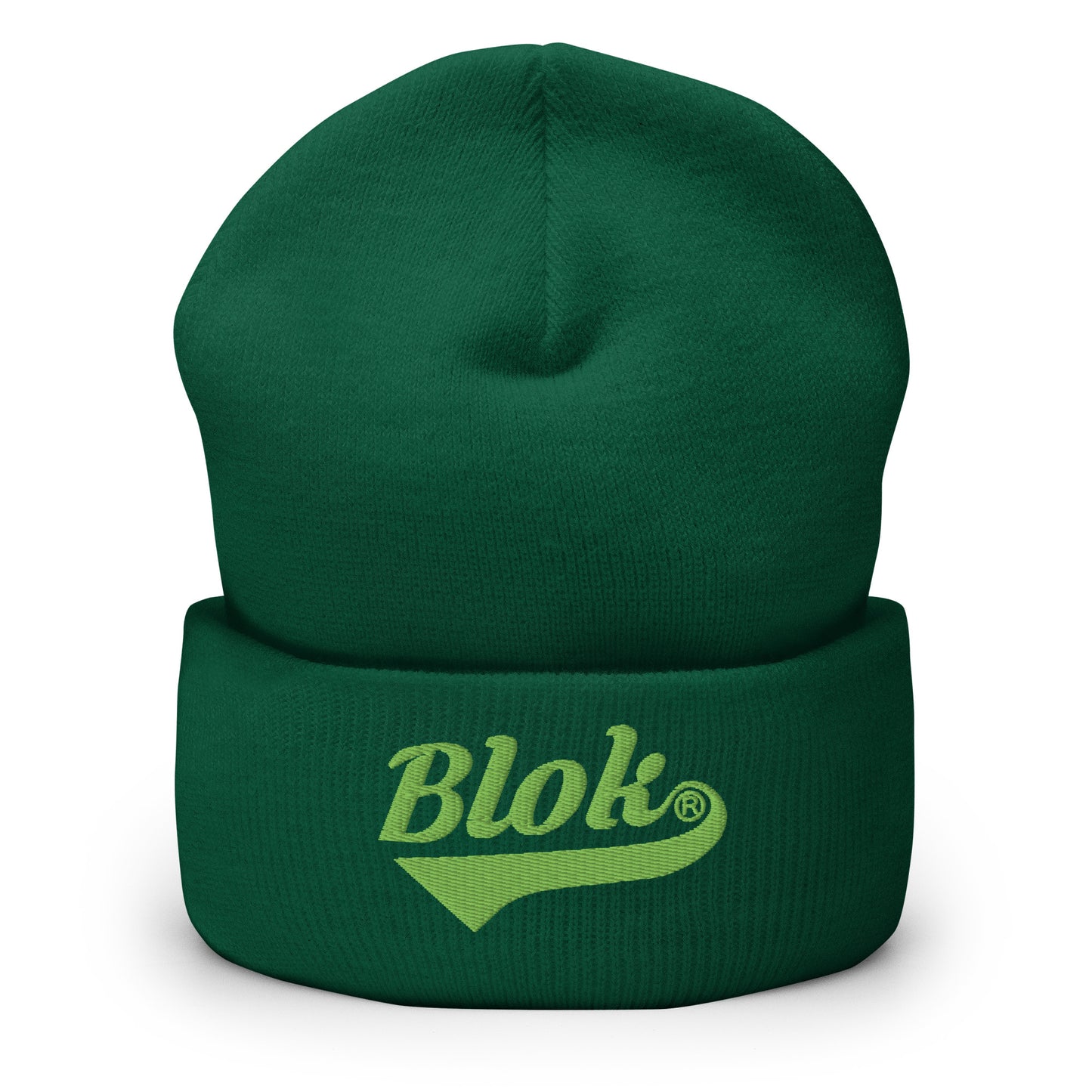 Blok Classic Logo - Light Green Embroidery - Cuffed Premium Beanie