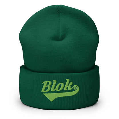 Blok Classic Logo - Light Green Embroidery - Cuffed Premium Beanie