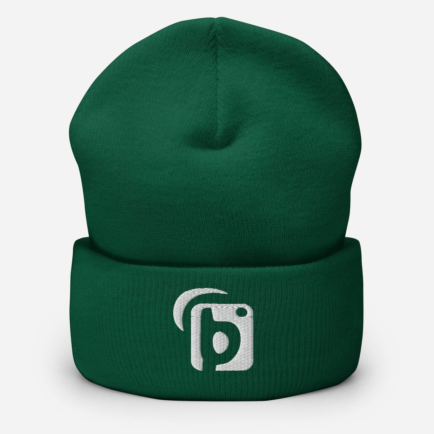 BLOK Original Logo - Unisex White Embroidered Cuffed Beanie