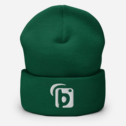 BLOK Original Logo - Unisex White Embroidered Cuffed Beanie