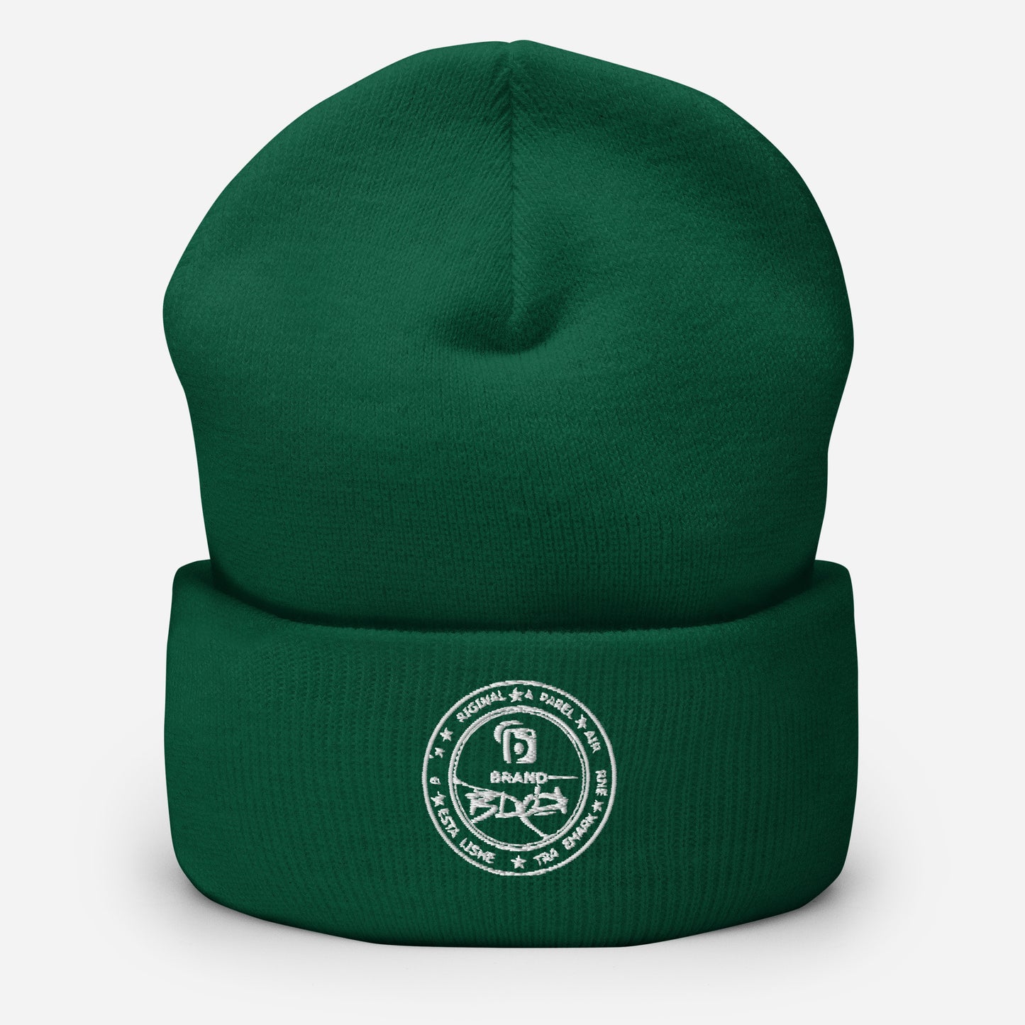 BLOK Apparel Stamp - Unisex White Embroidered Cuffed Beanie