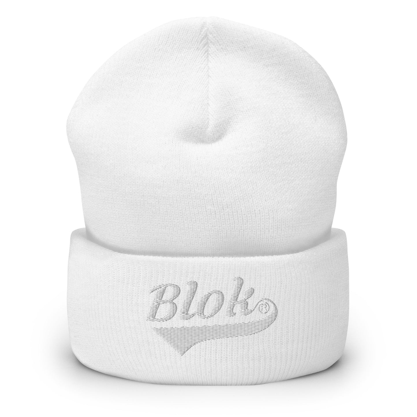 Blok Classic Logo - White Embroidery - Cuffed Premium Beanie