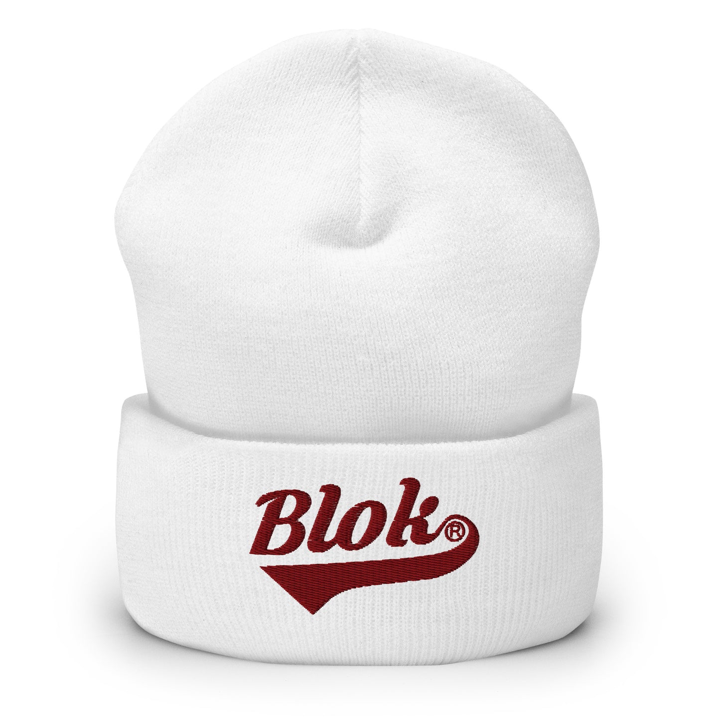 Blok Classic Logo - Dark Red Embroidery - Cuffed Premium Beanie