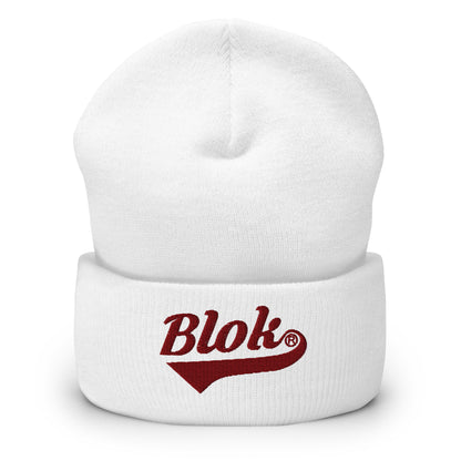 Blok Classic Logo - Dark Red Embroidery - Cuffed Premium Beanie