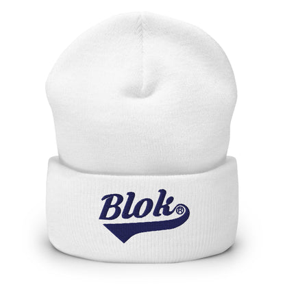 Blok Classic Logo - Dark Blue Embroidery - Cuffed Premium Beanie