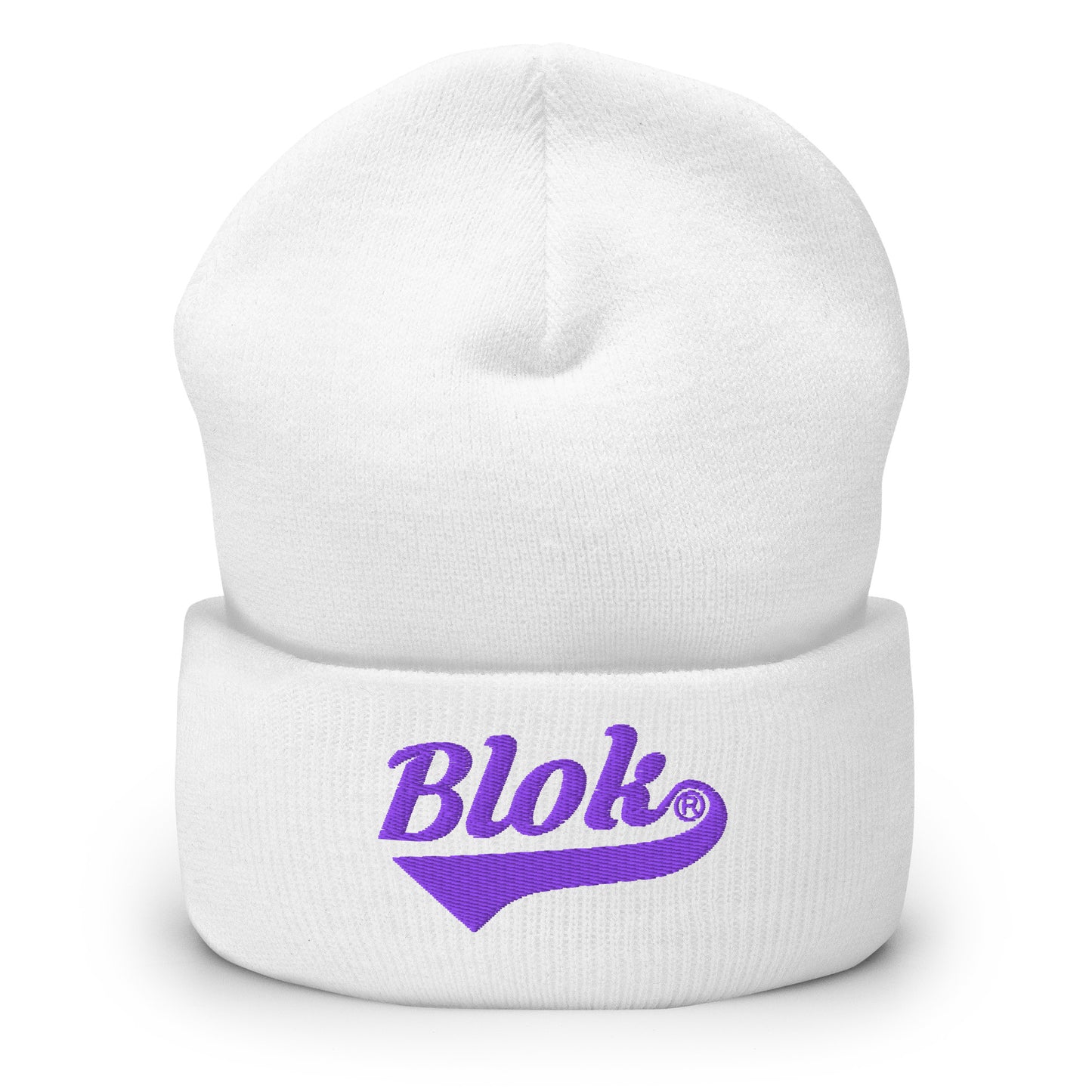 Blok Classic Logo - Purple Embroidery - Cuffed Premium Beanie