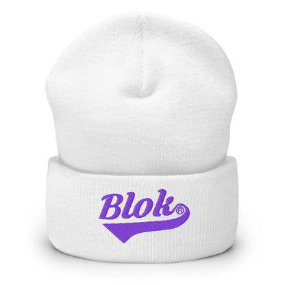 Blok Classic Logo - Purple Embroidery - Cuffed Premium Beanie