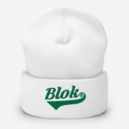 BLOK Classic Logo - Dark Green Embroidered Cuffed Beanie