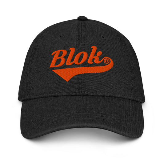 Blok Classic Logo -  Denim Baseball Cap - Orange Embroidery