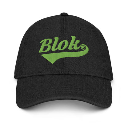 Blok Classic Logo - Denim Baseball Cap - Lime Green Embroidery