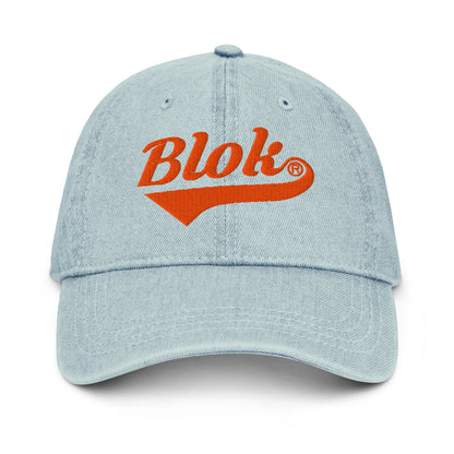 Blok Classic Logo -  Denim Baseball Cap - Orange Embroidery