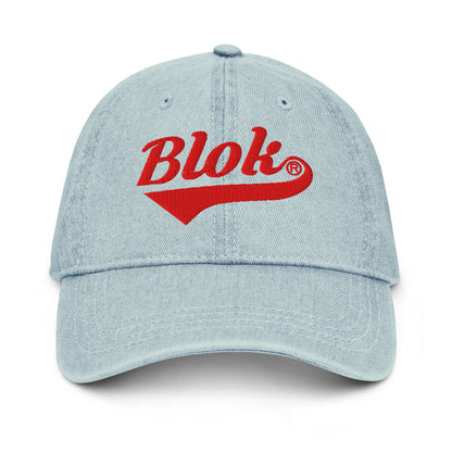 Blok Classic Logo - Denim Baseball Cap - Red Embroidery