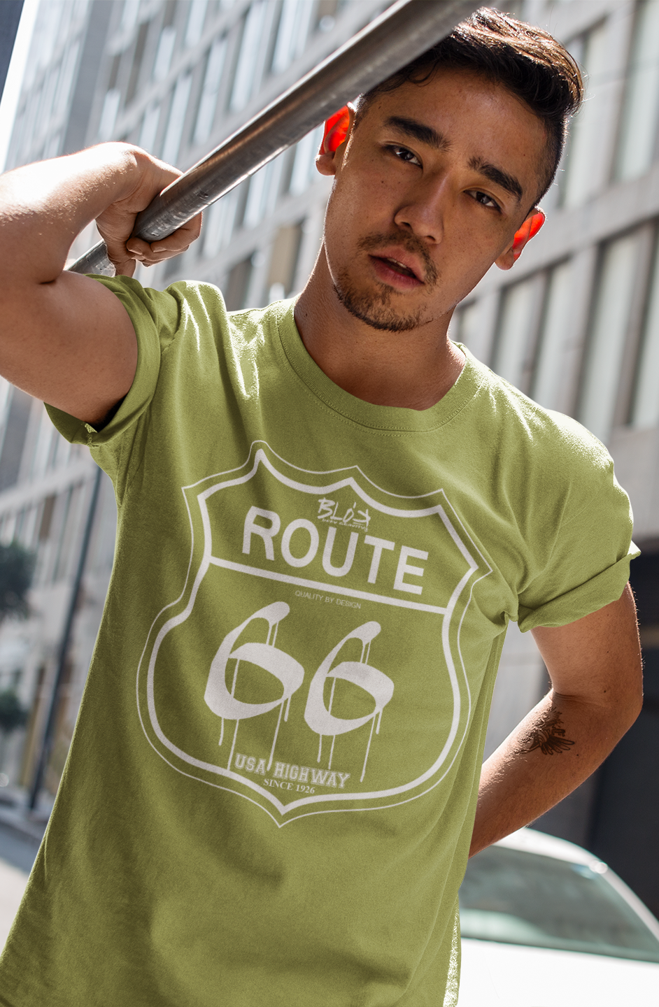 Route 66 - Front Print in White - Men's Classic Fit