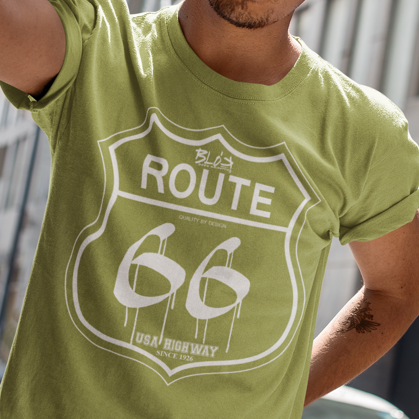 Route 66 - 50 States - Front Print in White - Men's Classic Fit Graphic T-Shirt