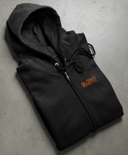 BLOK REGISTERED Front and Back Logo Premium Heavy zipped Hoodie