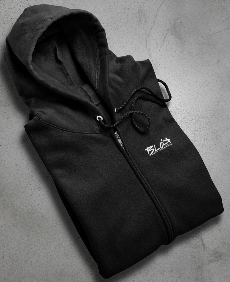 Blok Defy Gravity Logo Front and Back Print Premium Zipped Hoodie