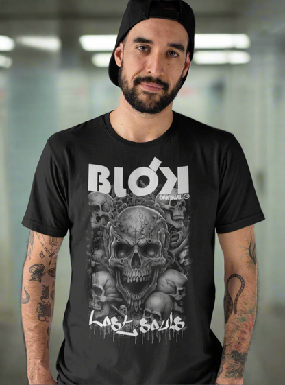 Lost Souls - Front & Back Print - in White & Grey - Men's Loose Fit