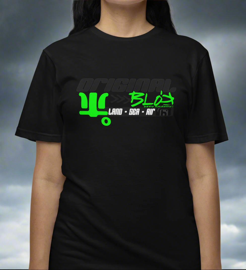 Land Sea Air - Front Print - with Green & Black Print - Women's Relaxed Fit